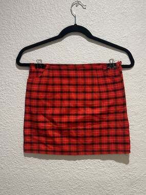 Red Plaid Mini Skirt Size S